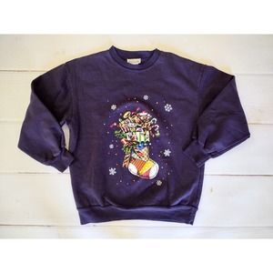 Vintage Basic Editions purple graphic Crewneck Women Medium Christmas Sweater